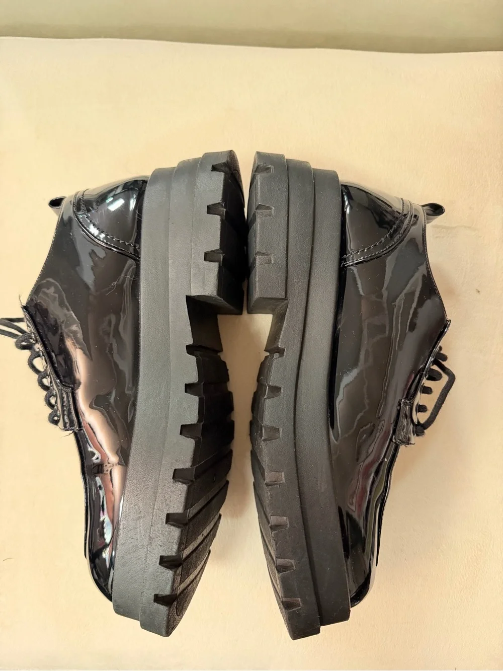 Forever 21 Black Patent Lace-Up Platform Kids Shoes